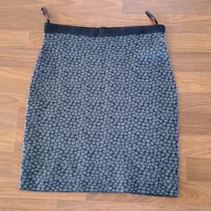 Eileen Fisher Merino Wool Pull-On Mini Skirt Grey Black Size S